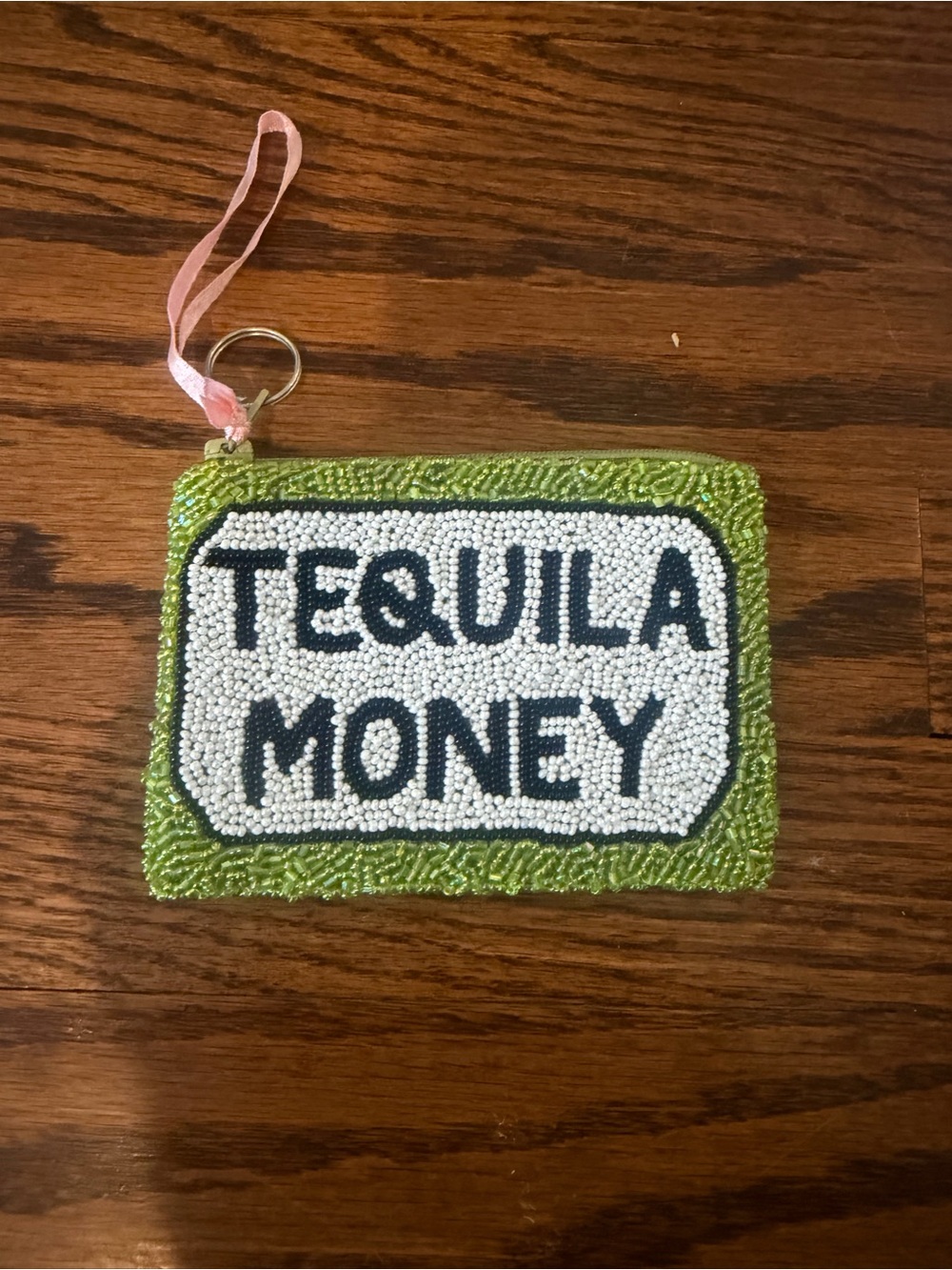 Tequila Money Beaded Pouch - Green
